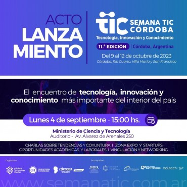 INVITACIÃ“N: Acto Lanzamiento – Semana TIC CÃ³rdoba 2023