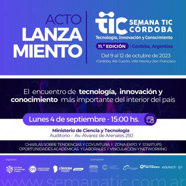 INVITACIÓN: Acto Lanzamiento – Semana TIC Córdoba 2023